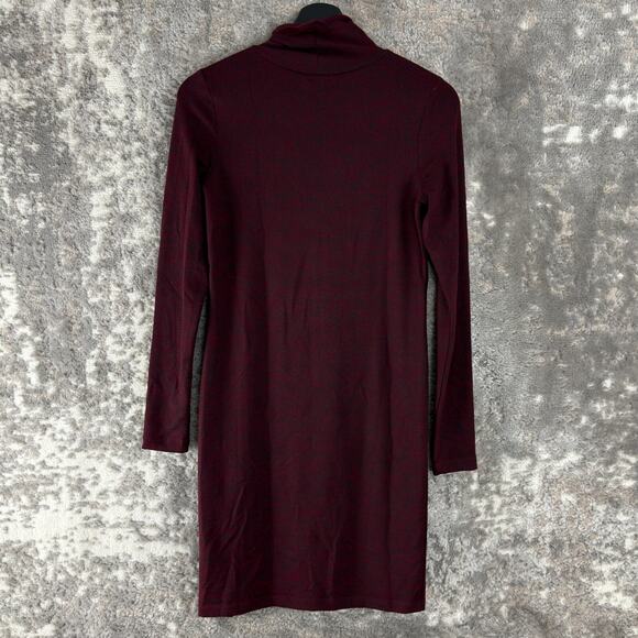 French Connection Size M Mock Neck Mini Shirt Dress Red Long Sleeve Pullover - Picture 3 of 8